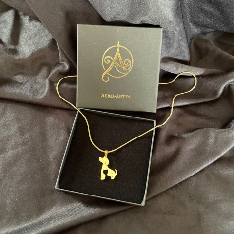 Zawieszka pies z kotem 001 pozłacana